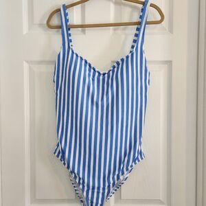 Blue and White Striped Kids Swimsuit